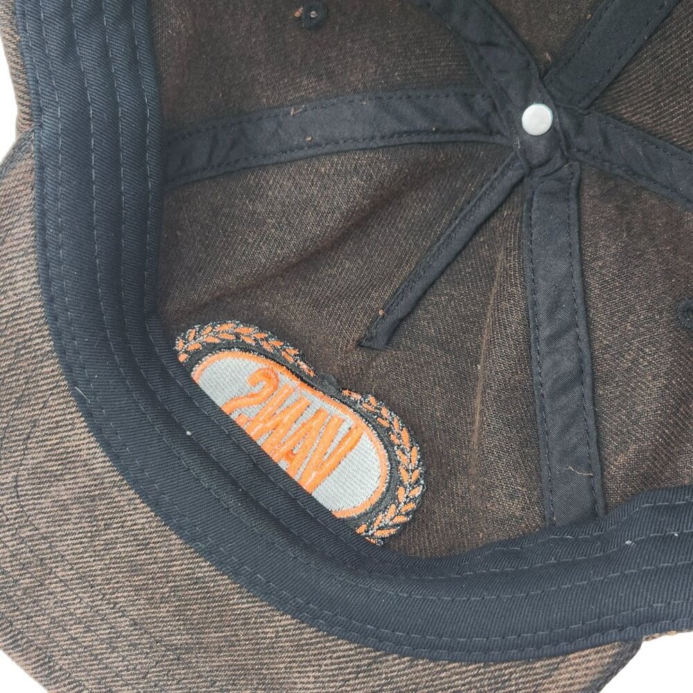 Vans Brown Denim Snapback Hat With Embroidered Orange Logo - Picture 11 of 12